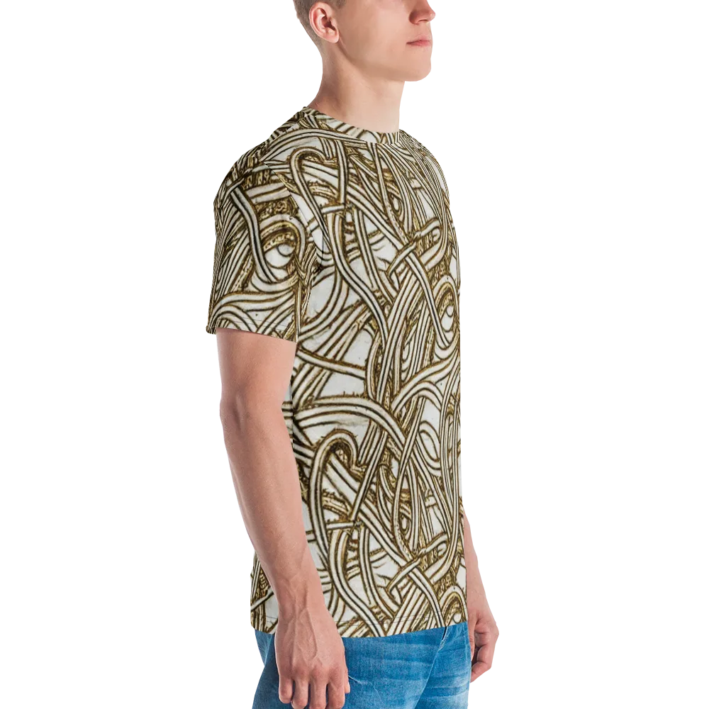 Sepia Tangle on Men's Crew Neck T-Shirt — Right