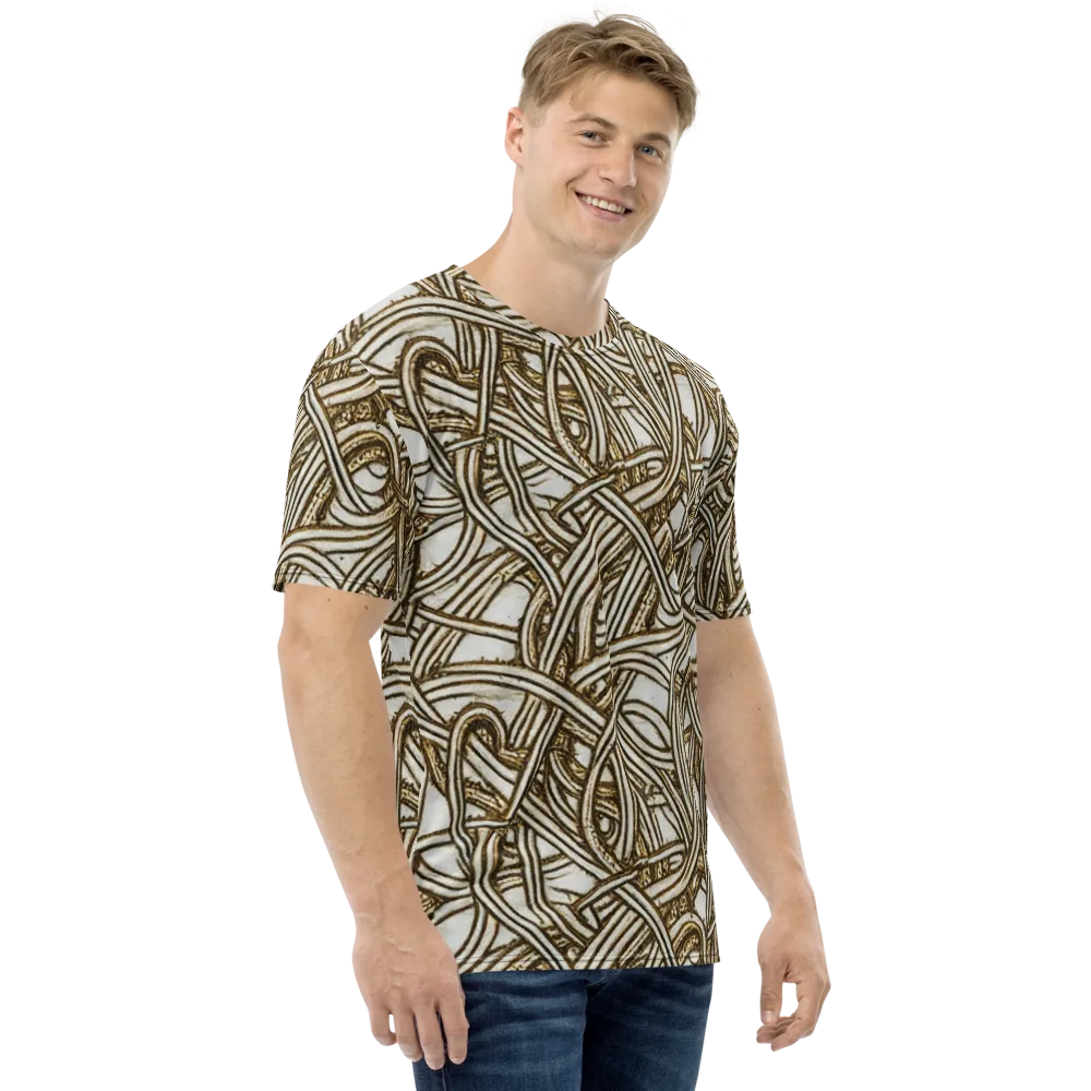 Sepia Tangle on Men's Crew Neck T-Shirt — Right