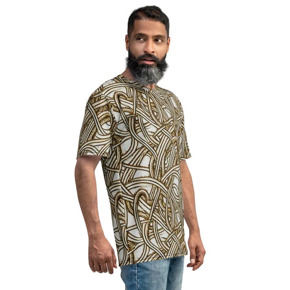 Sepia Tangle on Men's Crew Neck T-Shirt — Right