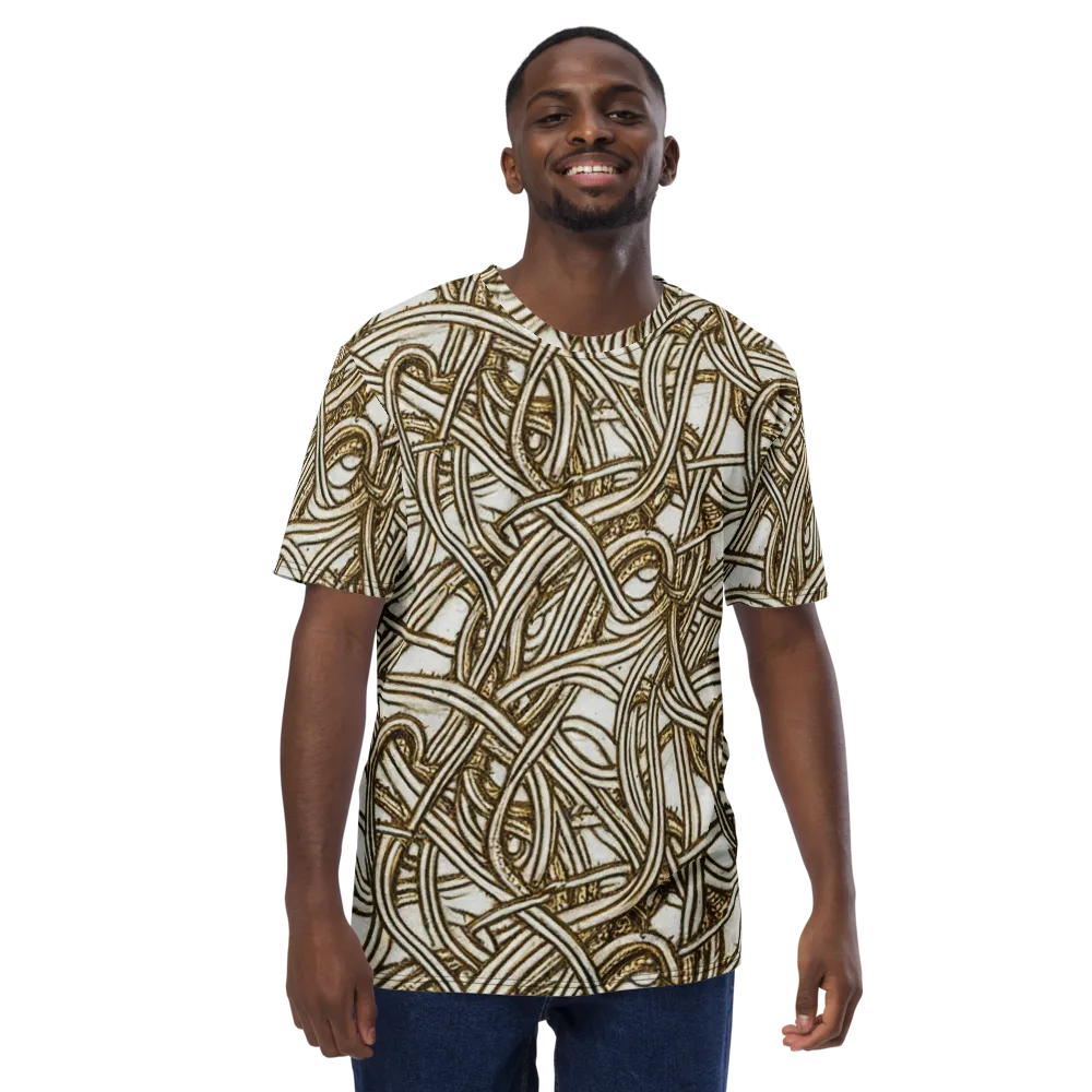 Sepia Tangle on Men's Crew Neck T-Shirt — Front