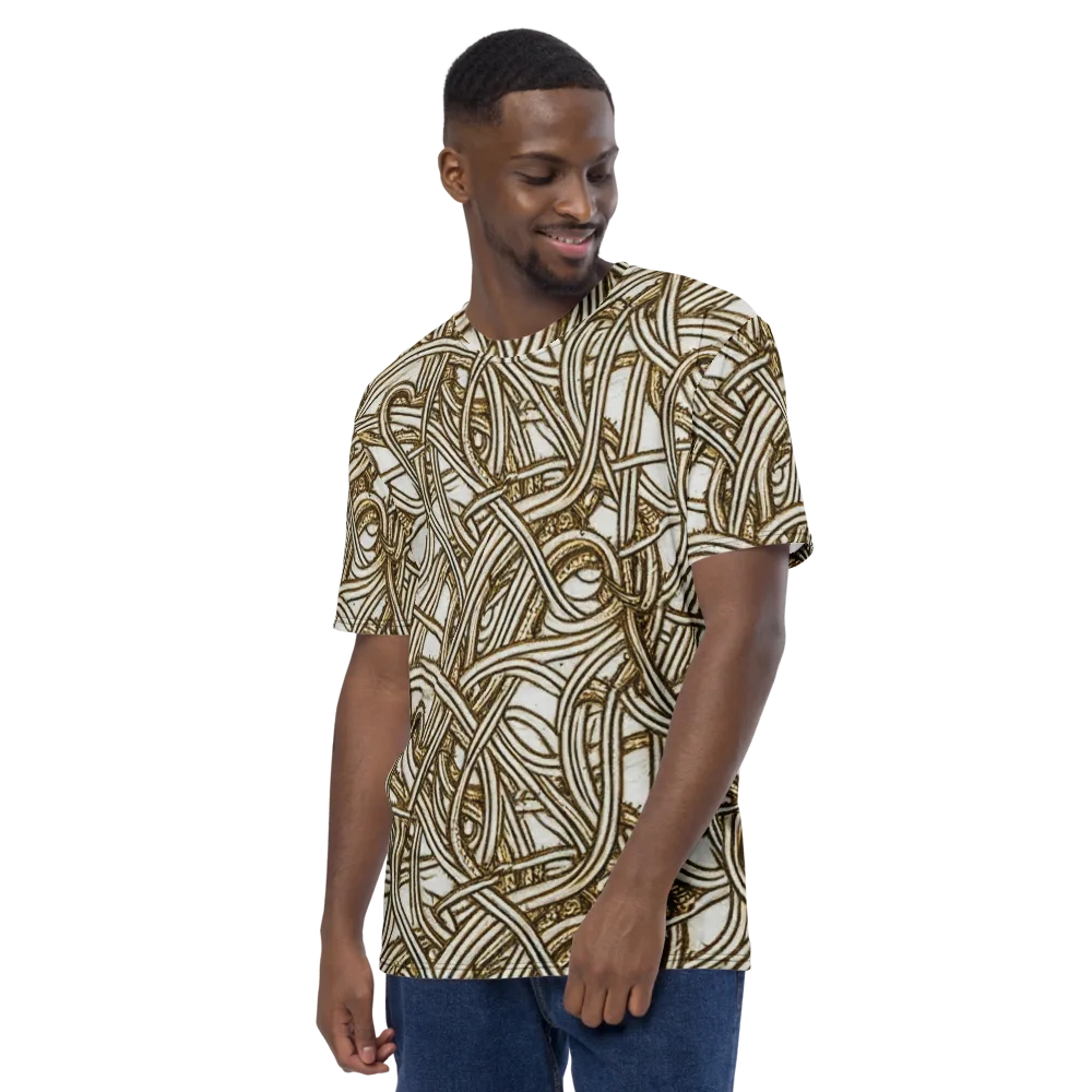Sepia Tangle on Men's Crew Neck T-Shirt — Left