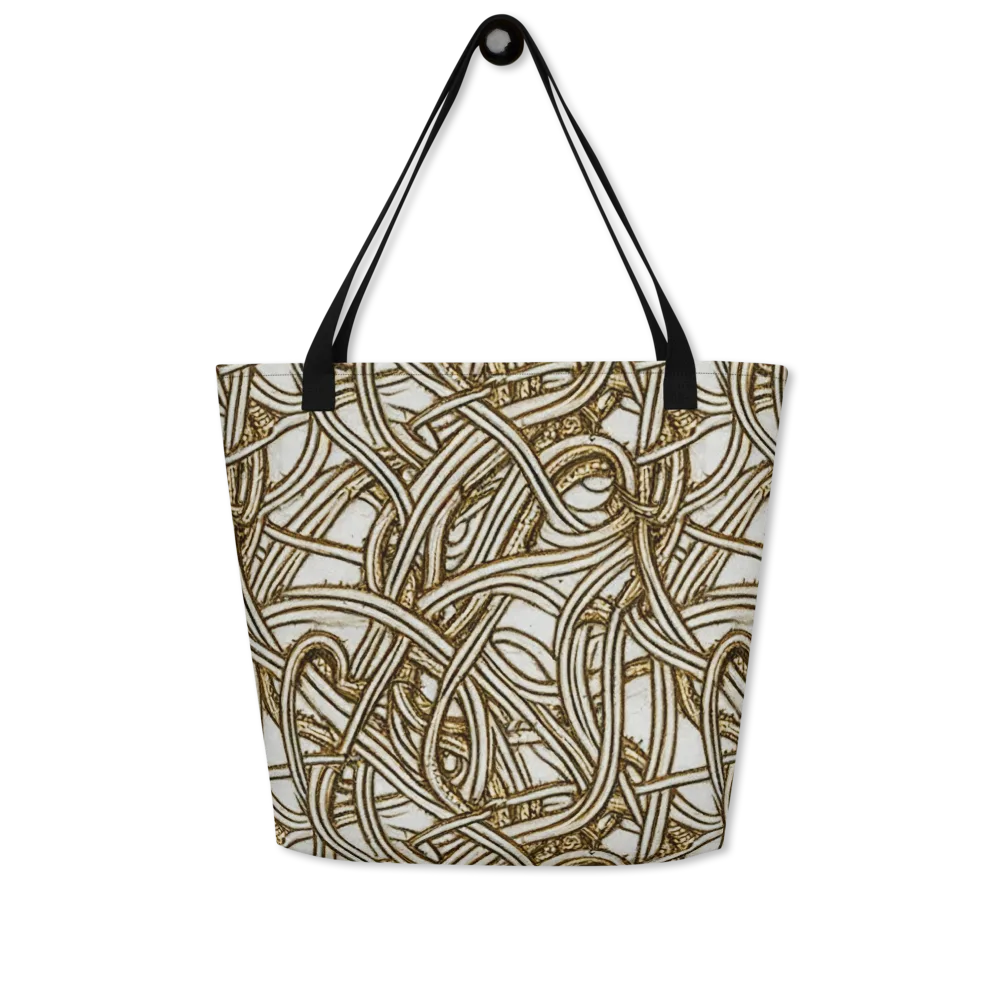 Sepia Tangle on Large Tote Bag W/ Pocket — Front