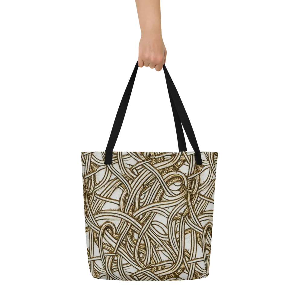 Sepia Tangle on Large Tote Bag W/ Pocket — Front
