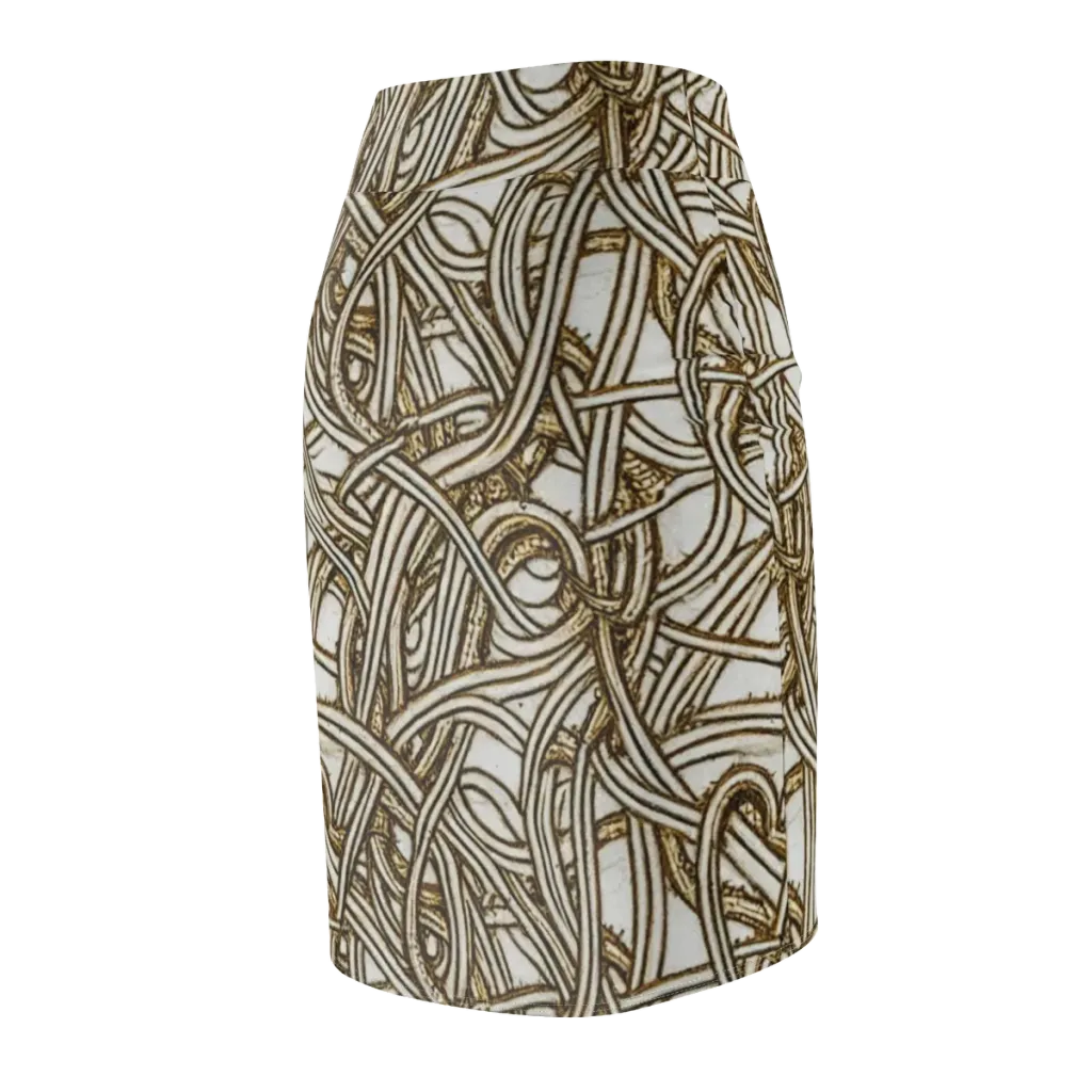 Sepia Tangle on Pencil Skirt — Back Side
