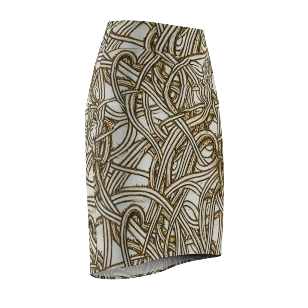 Sepia Tangle on Pencil Skirt — Front Side