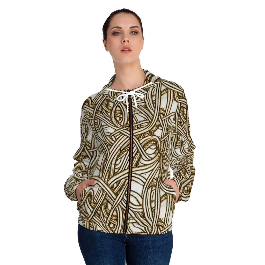 Sepia Tangle on Women's Full-Zip Hoodie — Front On Person