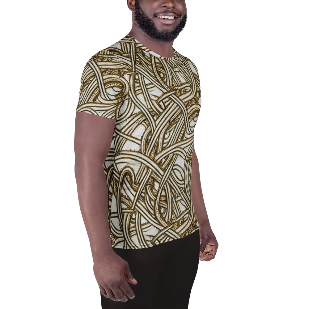 Sepia Tangle on Men's Athletic T-Shirt — Right