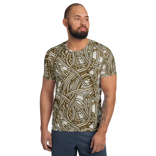Sepia Tangle on a Men's Athletic T-Shirt