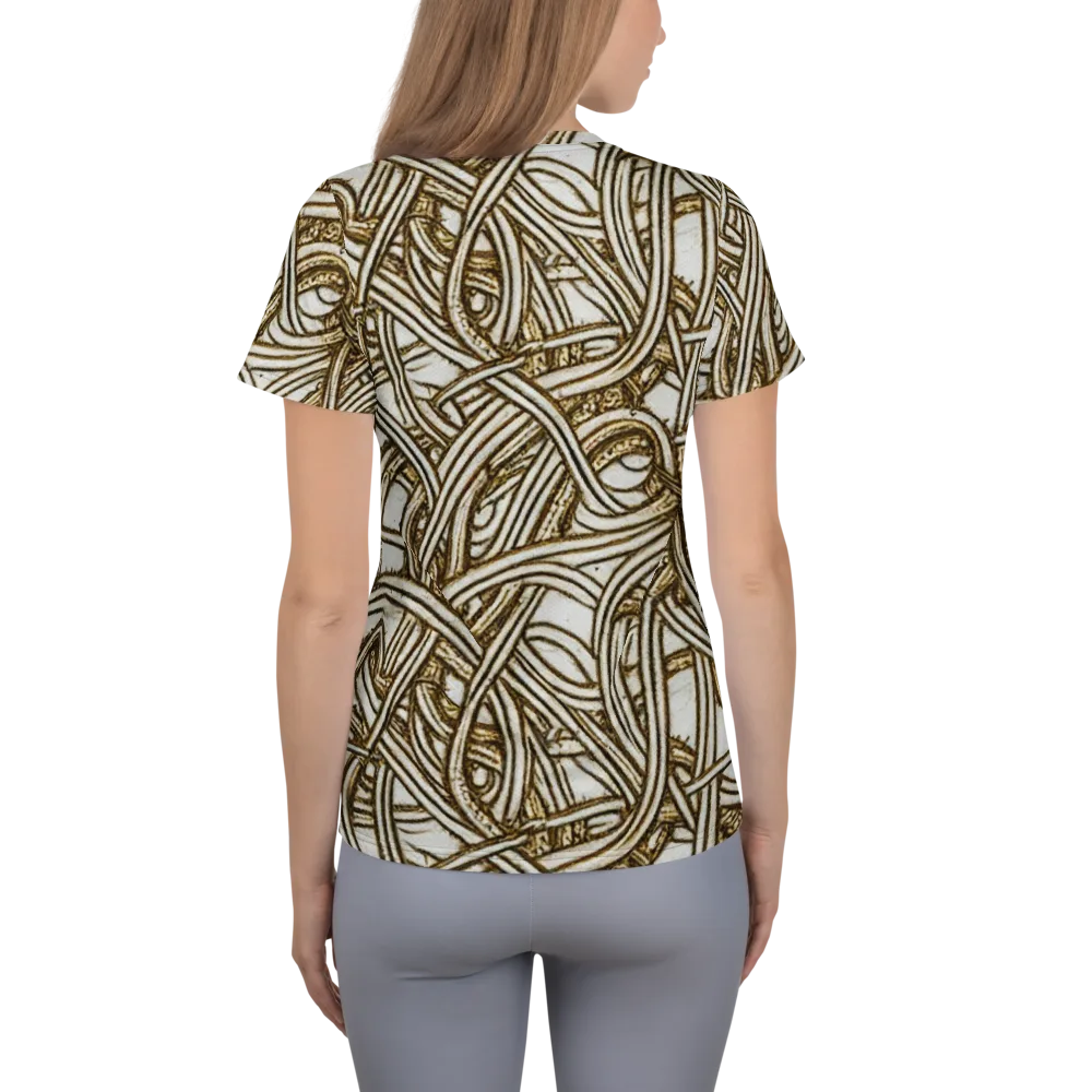 Sepia Tangle on Women's Athletic T-Shirt — Back