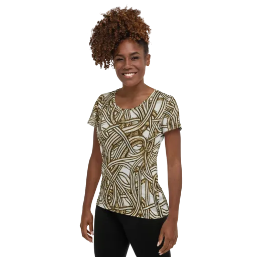 Sepia Tangle on a Women's Athletic T-Shirt
