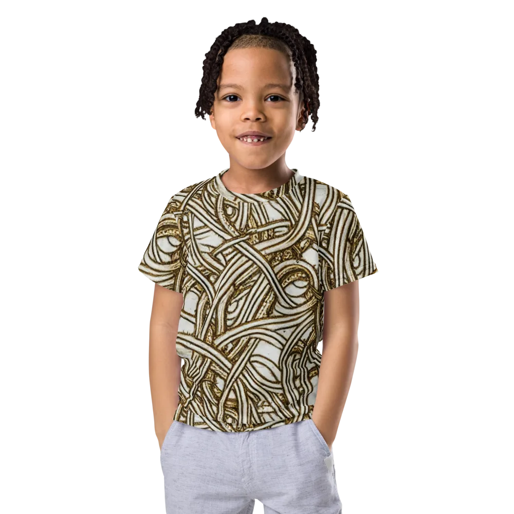 Sepia Tangle on Kids Crew Neck T-Shirt — Front