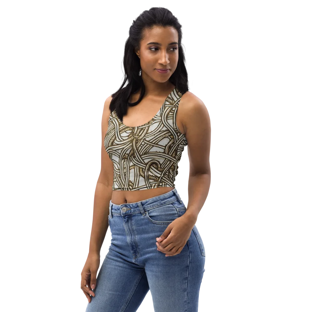 Sepia Tangle on Crop Top — Left Front