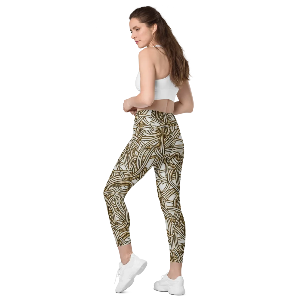 Sepia Tangle on Leggings with Pockets — Left Back
