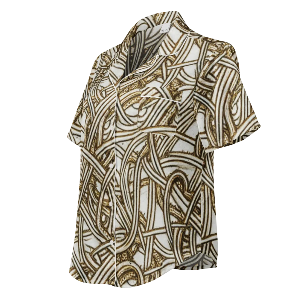 Sepia Tangle on Women's Short Sleeve Pajama Top — Left Front
