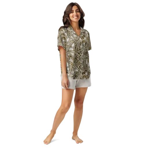 Sepia Tangle on a Women's Short Sleeve Pajama Top