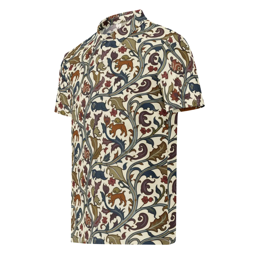 Arboreal Menagerie on Men's Slim Fit Polo Shirt — Left Front