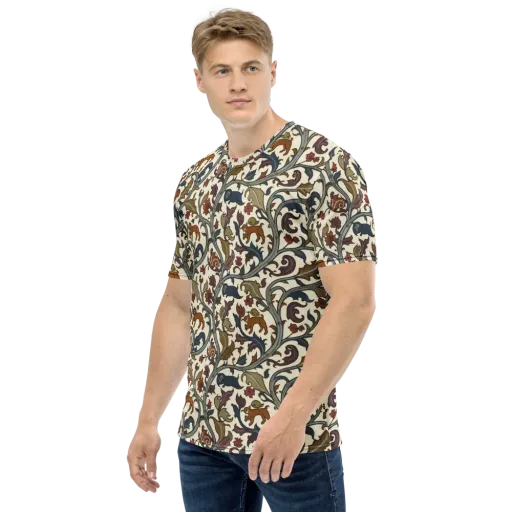Arboreal Menagerie on a Men's Crew Neck T-Shirt