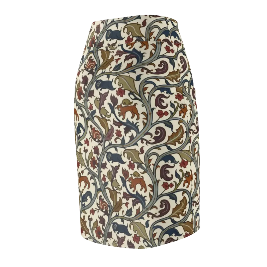 Arboreal Menagerie on Pencil Skirt — Back Side
