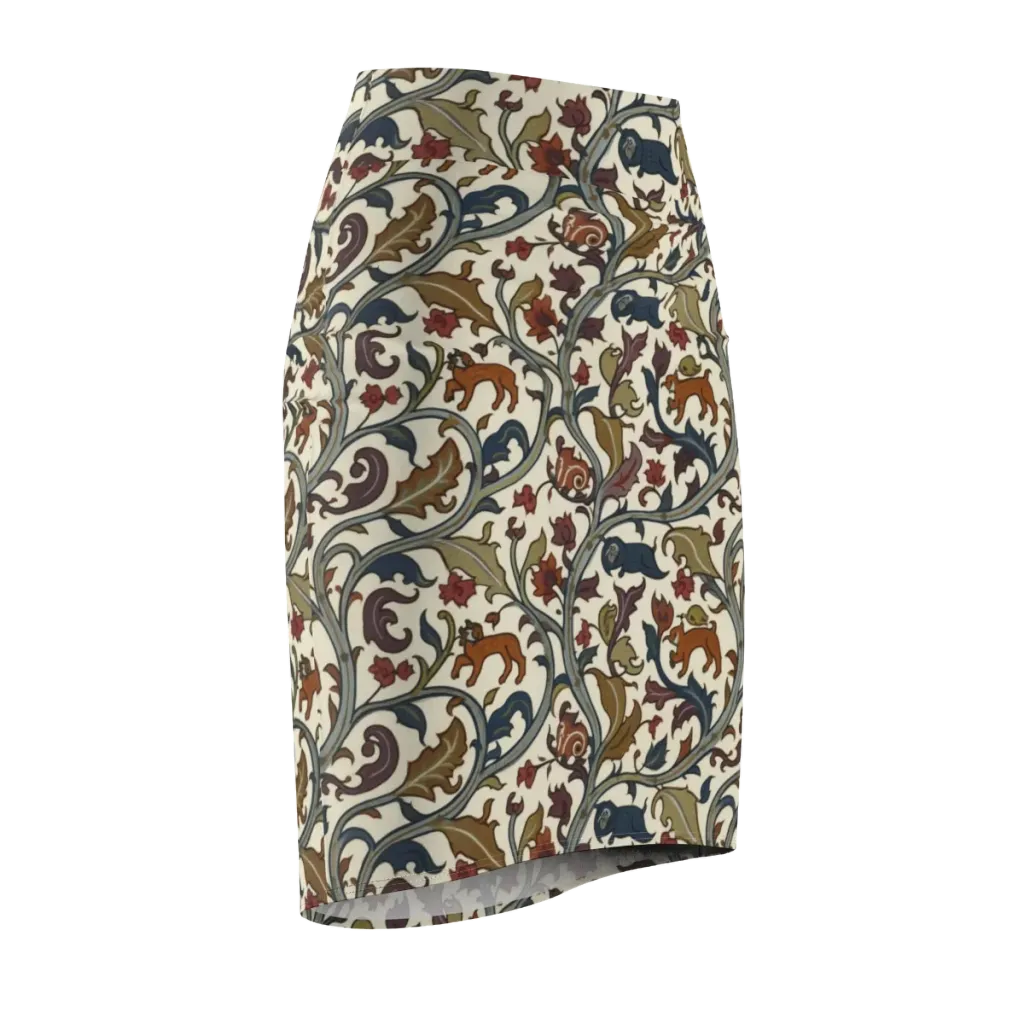Arboreal Menagerie on Pencil Skirt — Front Side