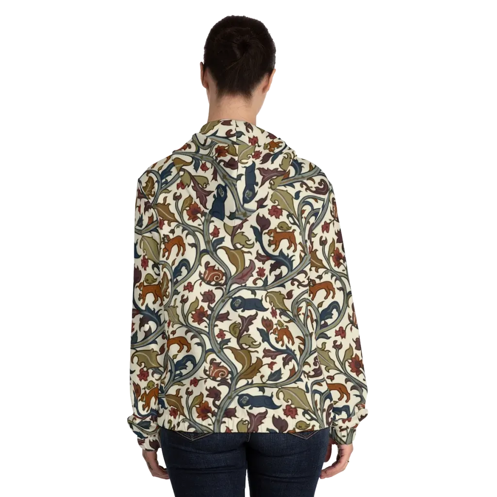 Arboreal Menagerie on Women's Full-Zip Hoodie — Back On Person