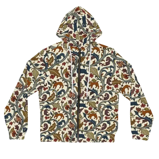 Arboreal Menagerie on a Women's Full-Zip Hoodie