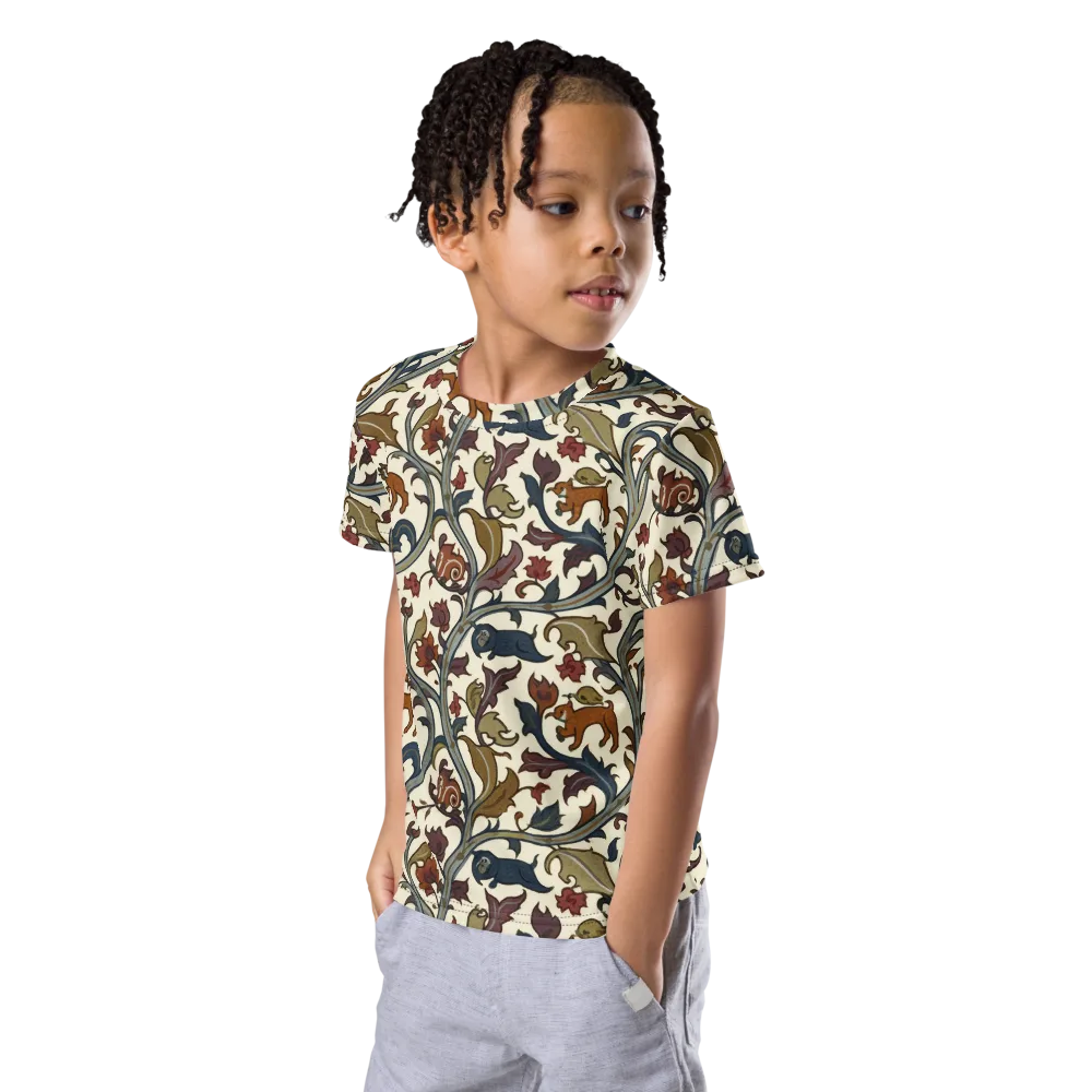 Arboreal Menagerie on Kids Crew Neck T-Shirt — Left Front