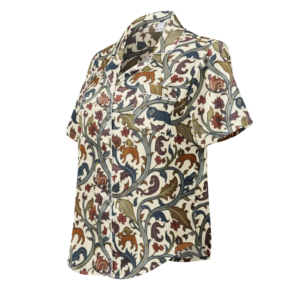Arboreal Menagerie on Women's Short Sleeve Pajama Top — Left Front