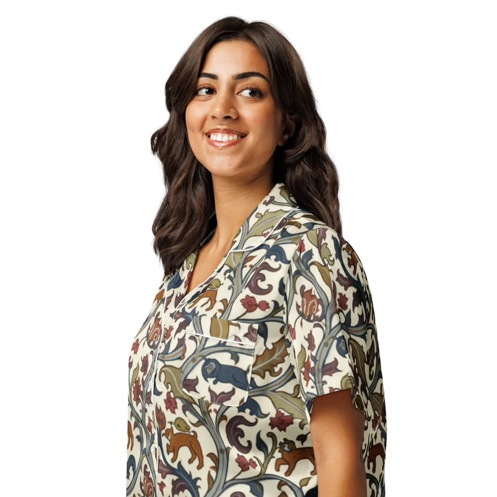 Arboreal Menagerie on Women's Short Sleeve Pajama Top — Left Front