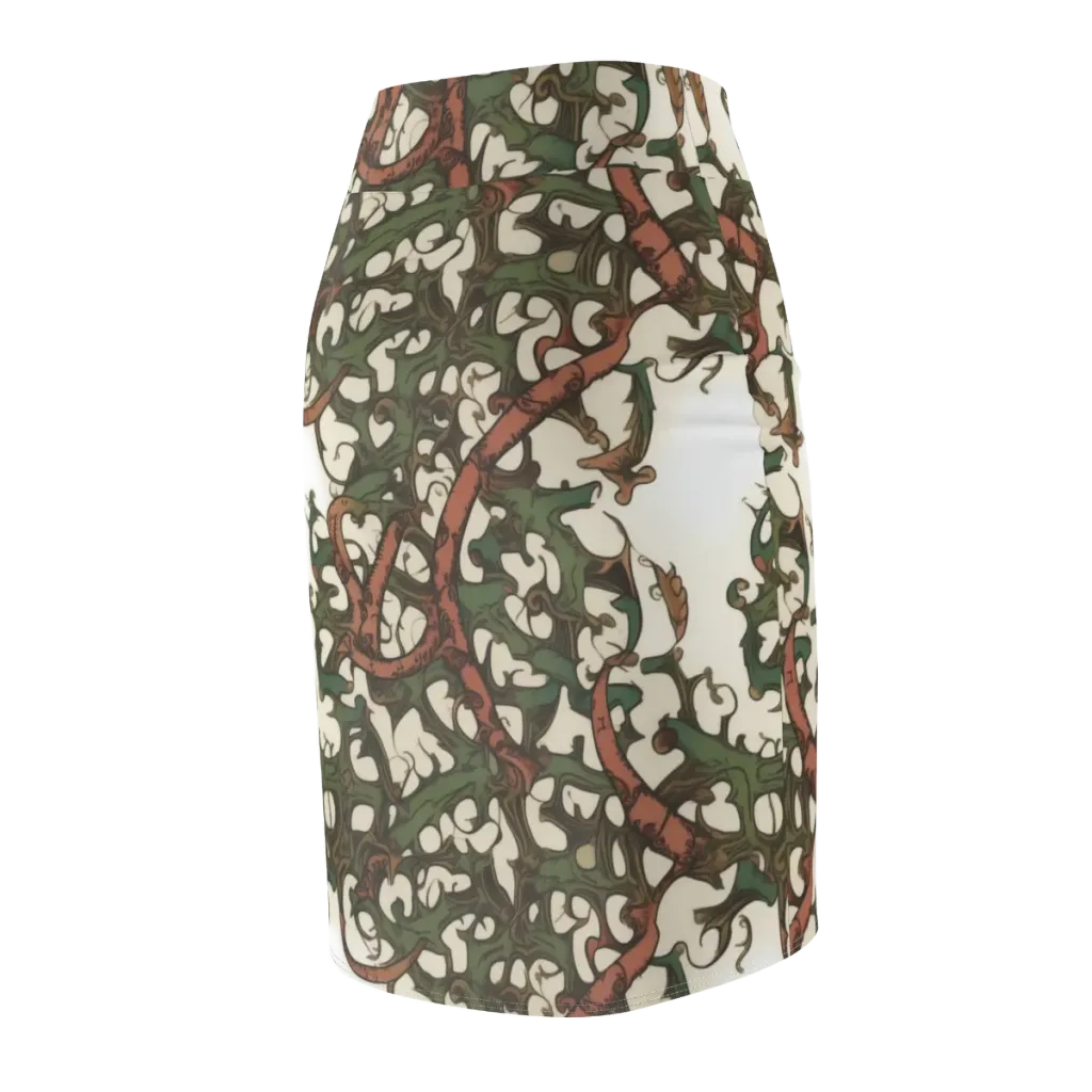Russet Verdure on Pencil Skirt — Back Side