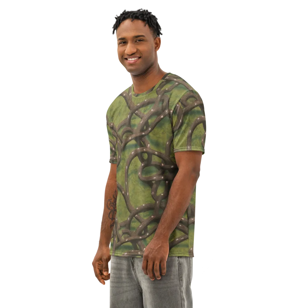 Vine Tangle on Men's Cotton Crew Neck T-Shirt — Left Front