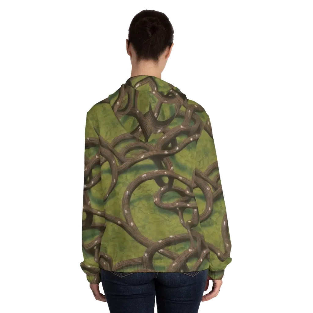 Vine Tangle on Women's Full-Zip Hoodie — Back On Person