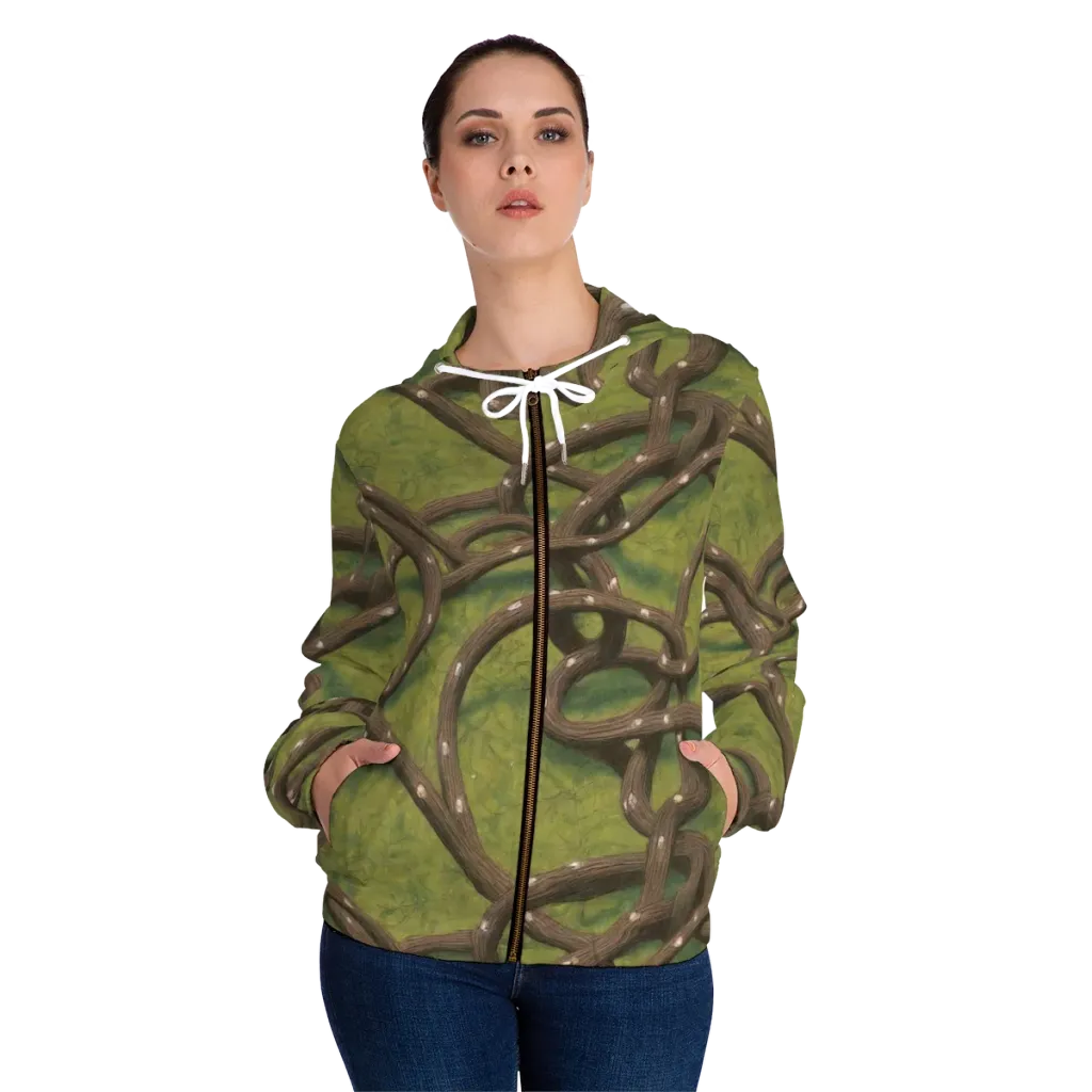 Vine Tangle on Women's Full-Zip Hoodie — Front On Person