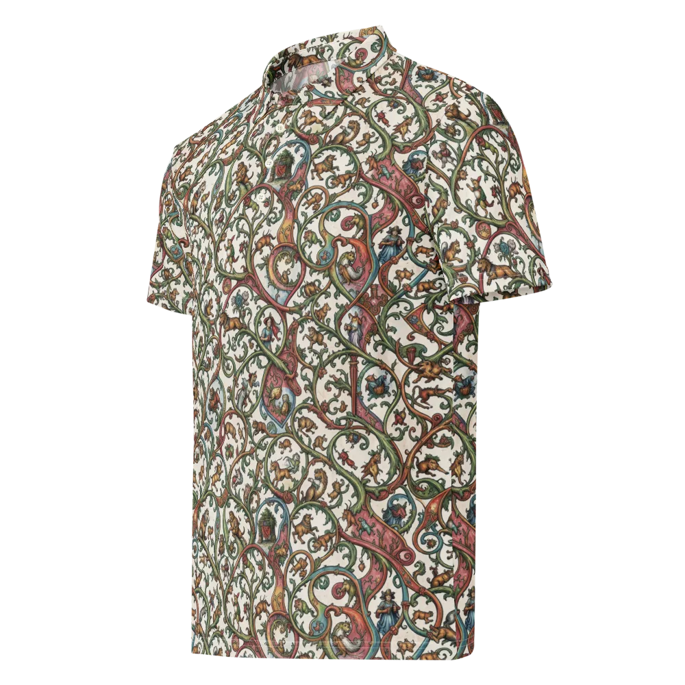 Verdant Bestiary on Men's Slim Fit Polo Shirt — Left Front