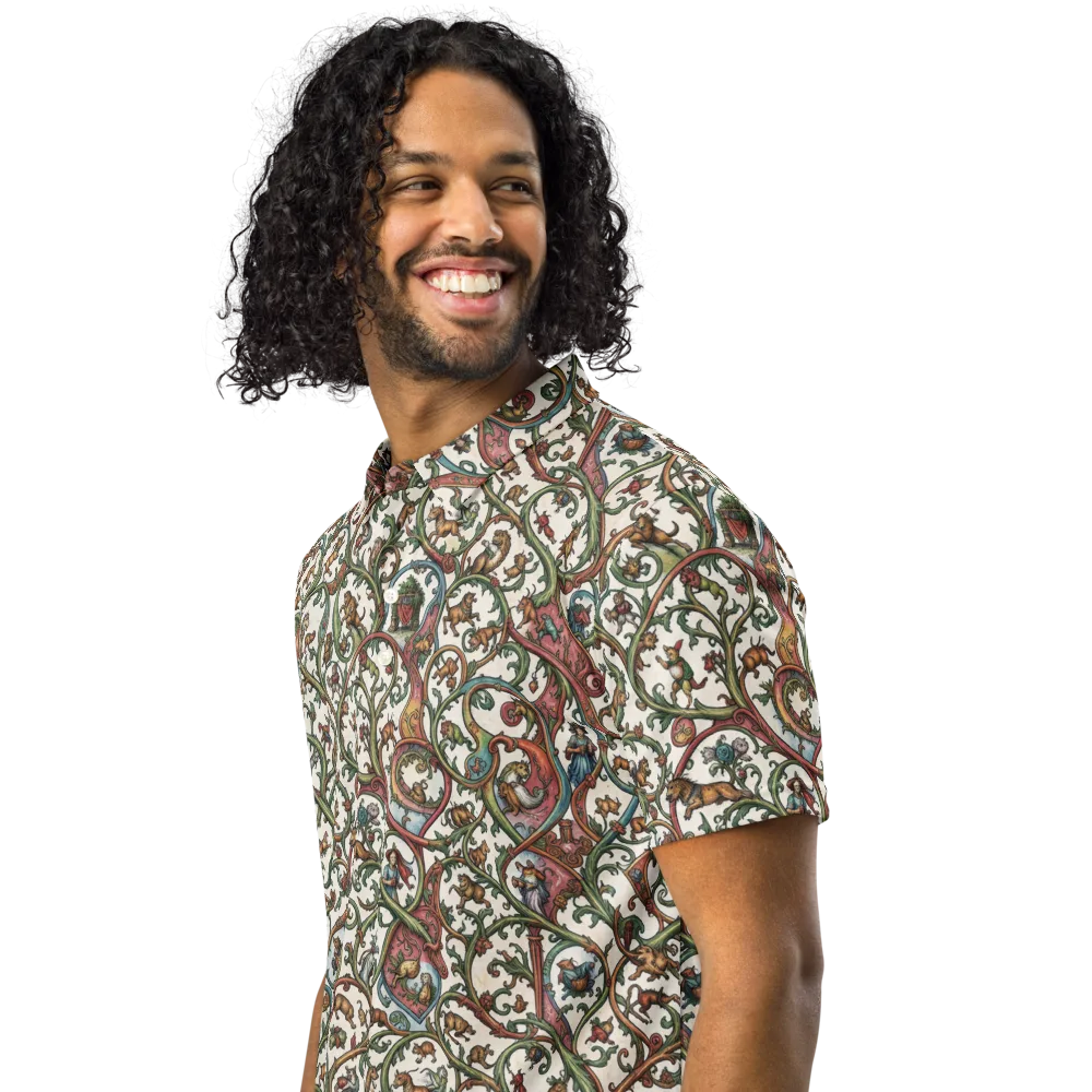 Verdant Bestiary on Men's Slim Fit Polo Shirt — Left Front