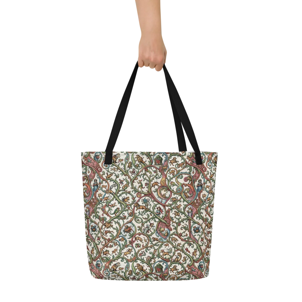 Verdant Bestiary on Large Tote Bag W/ Pocket — Front