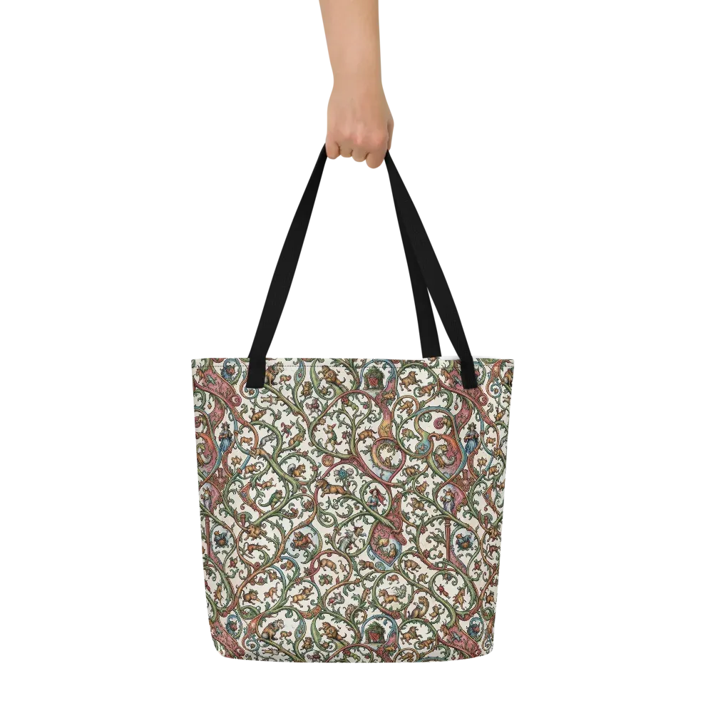 Verdant Bestiary on Large Tote Bag W/ Pocket — Front