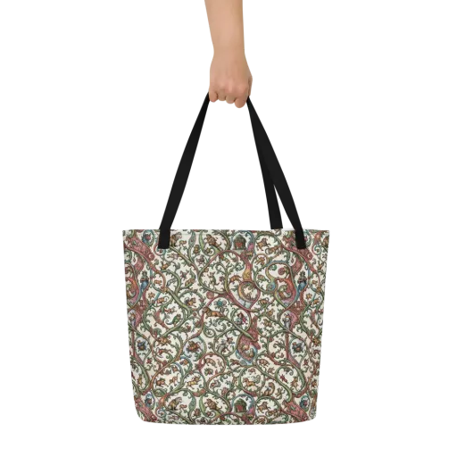 Verdant Bestiary on a Large Tote Bag W/ Pocket