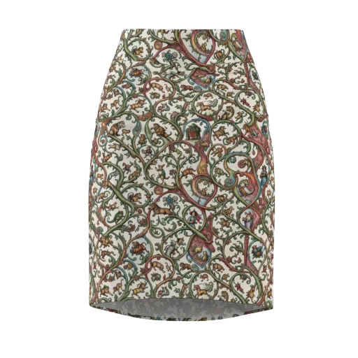 Verdant Bestiary on a Pencil Skirt