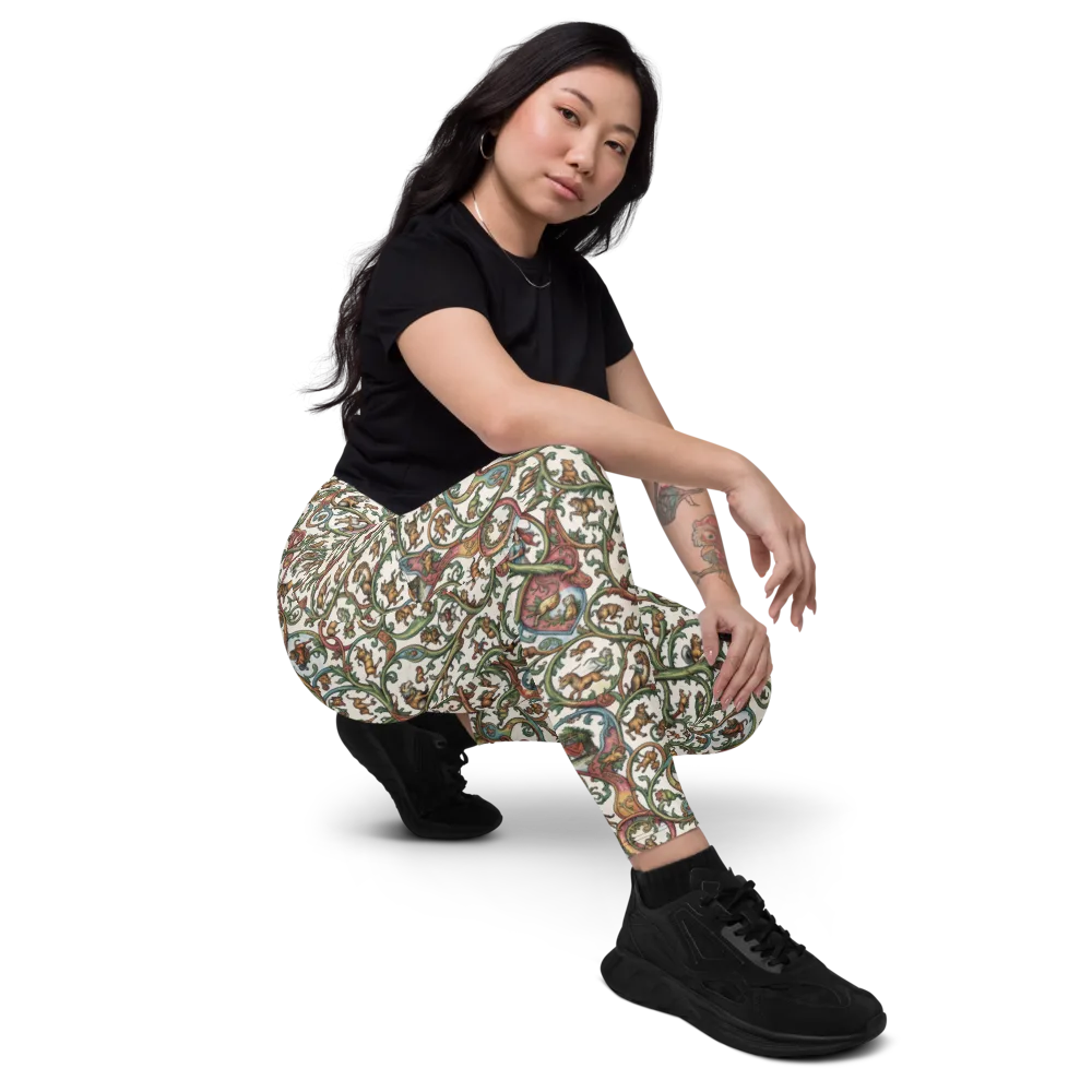 Verdant Bestiary on Leggings with Pockets — Right Front