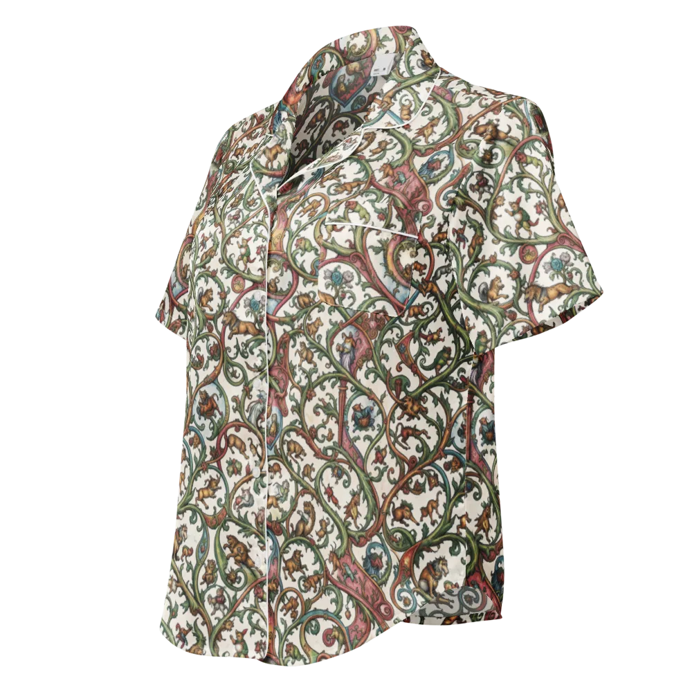Verdant Bestiary on Women's Short Sleeve Pajama Top — Left Front