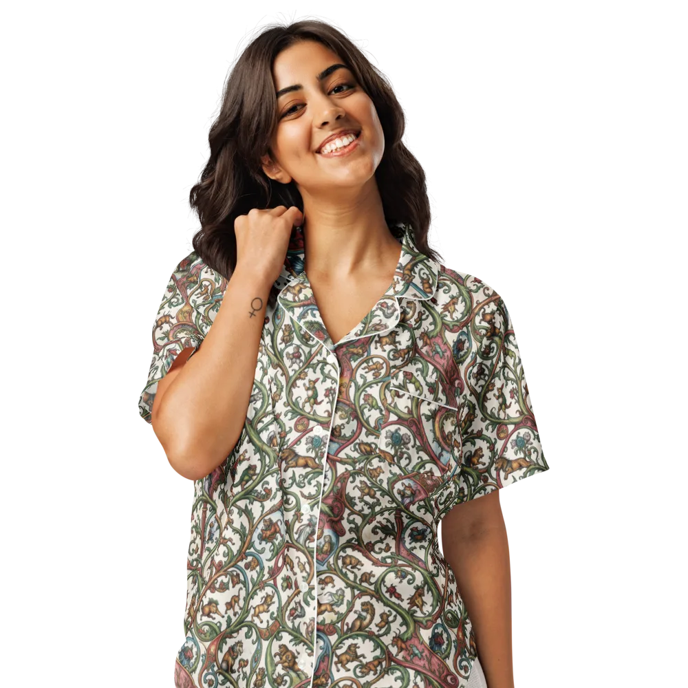 Verdant Bestiary on Women's Short Sleeve Pajama Top — Front