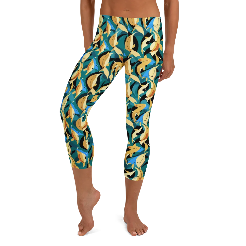 Golden Shoal on Capri Leggings — Front