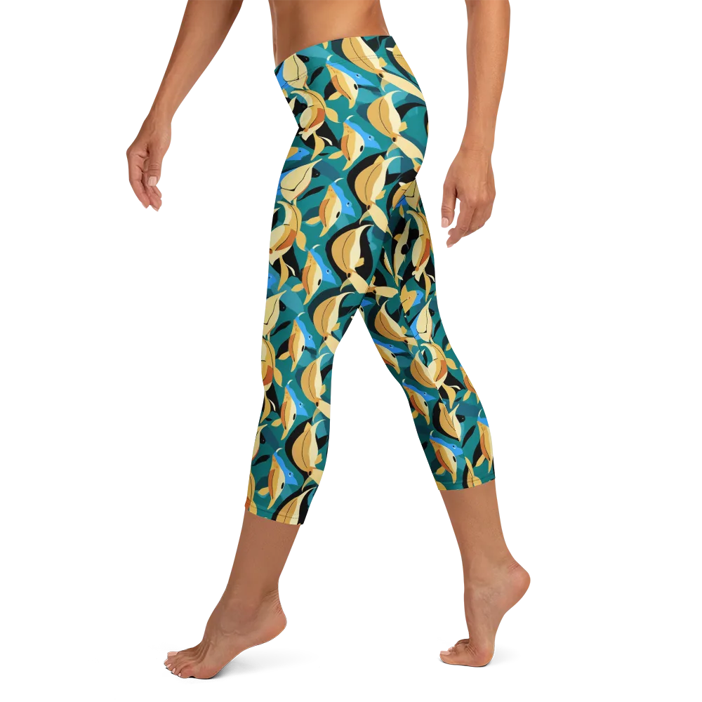 Golden Shoal on Capri Leggings — Left