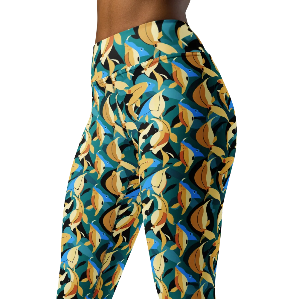 Golden Shoal on Yoga Leggings — Left Front