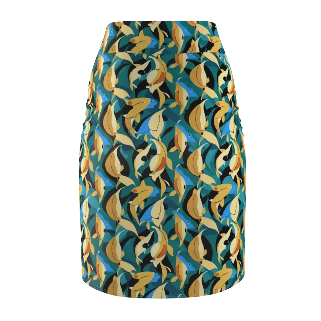 Golden Shoal on Pencil Skirt — Back