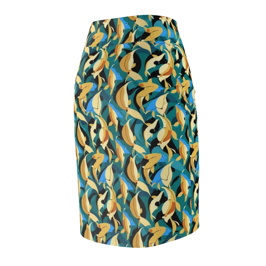 Golden Shoal on Pencil Skirt — Back Side