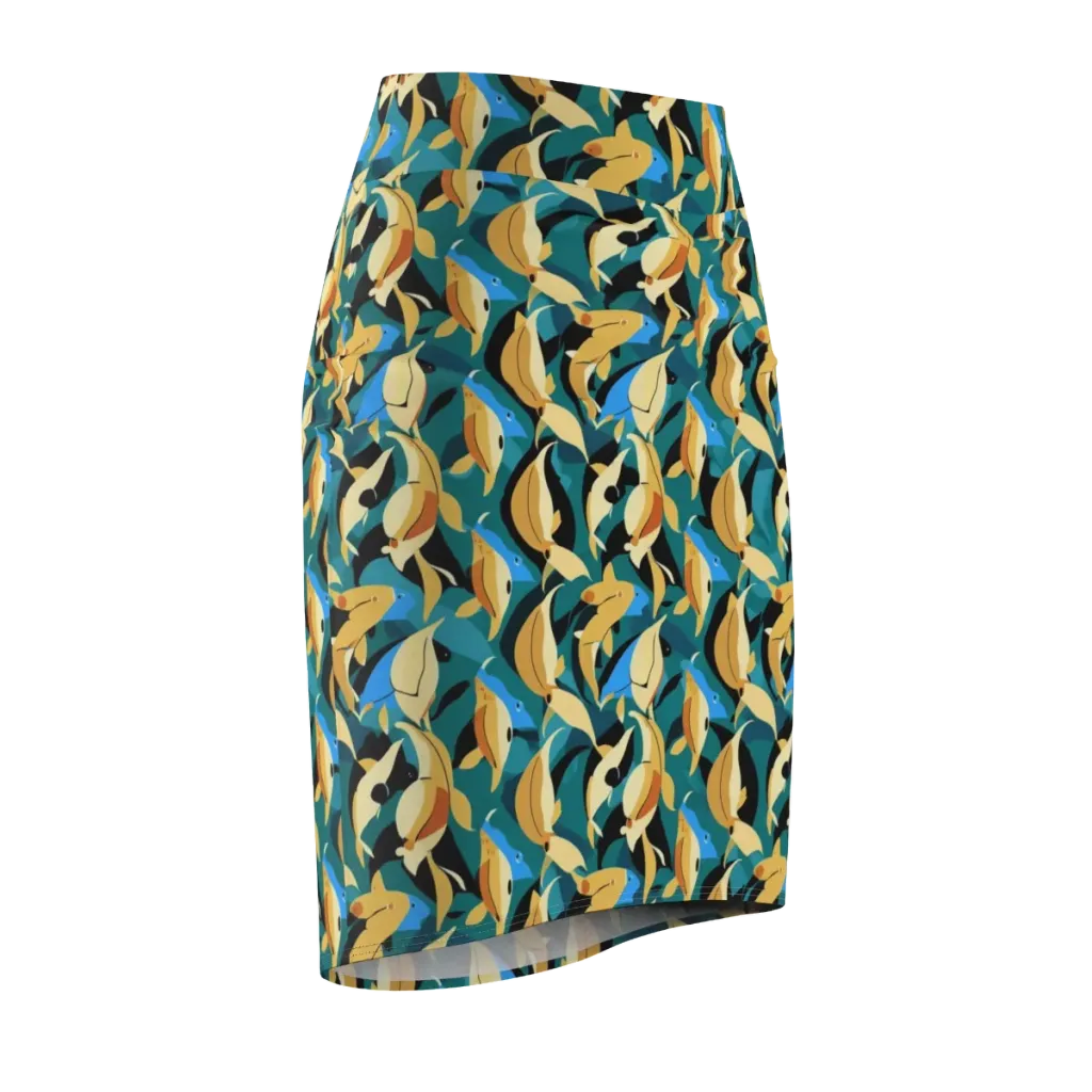Golden Shoal on Pencil Skirt — Front Side