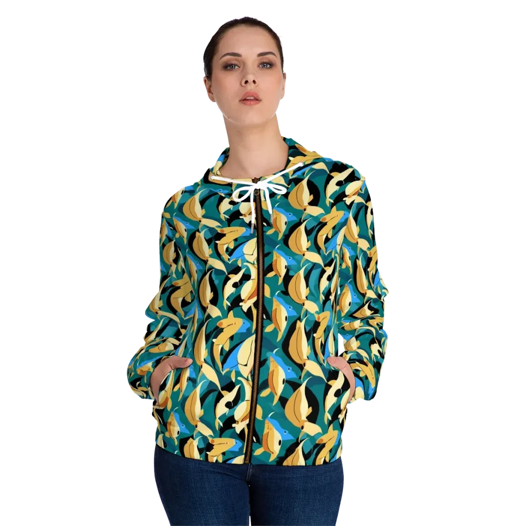 Golden Shoal on Women's Full-Zip Hoodie — Front On Person