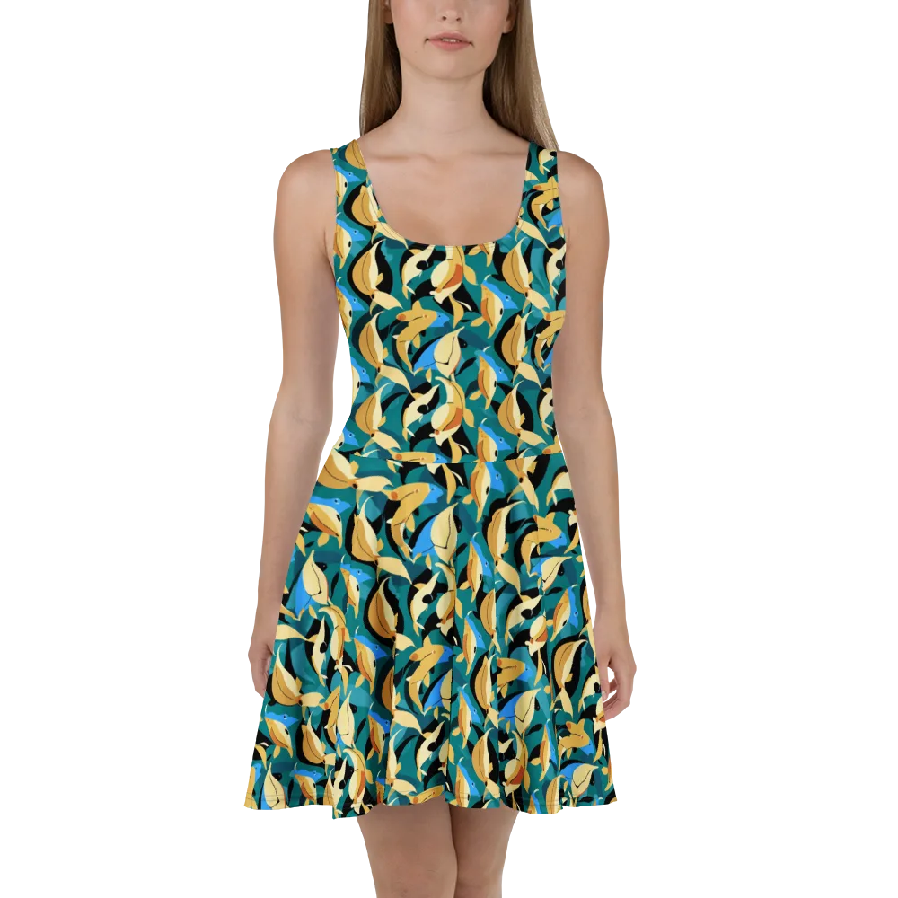 Golden Shoal on Skater Dress — Front