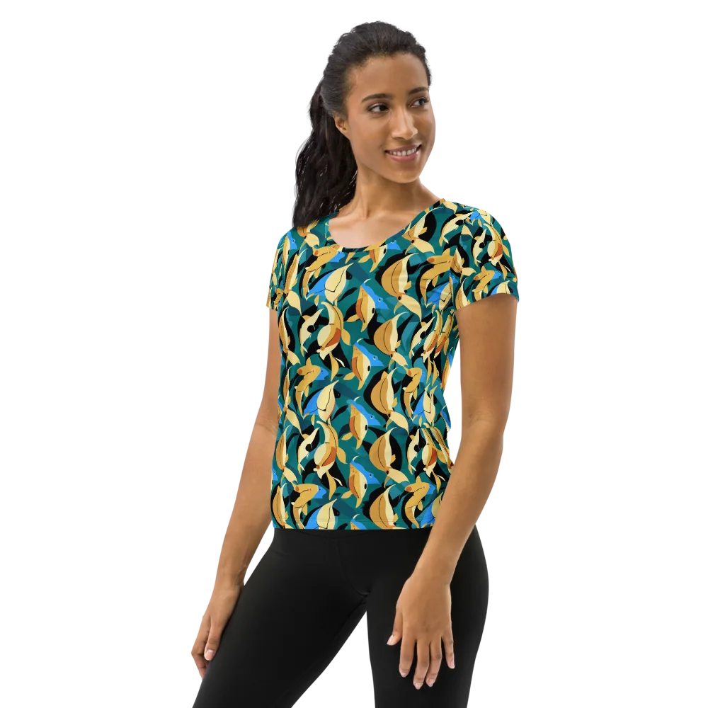 Golden Shoal on Women's Athletic T-Shirt — Left